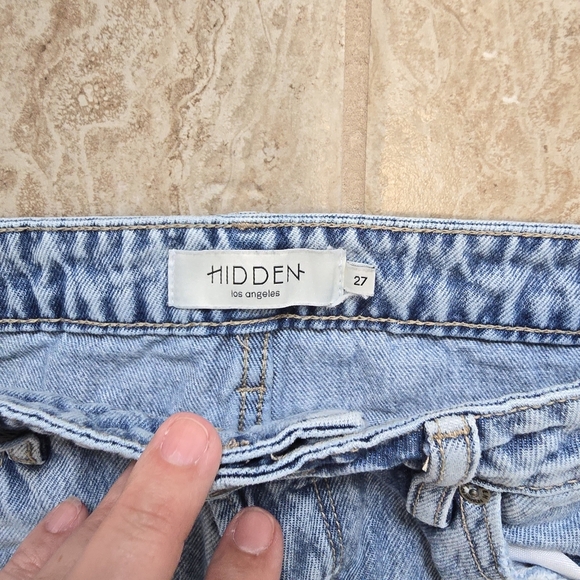 Hidden Jeans Los Angeles Distressed Straight Jeans Size 27 Raw Hem Stretch - Picture 3 of 8
